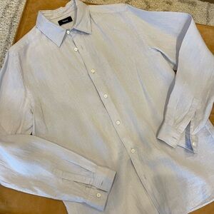 THEORY LT BLUE BUTTON DOWN- linen